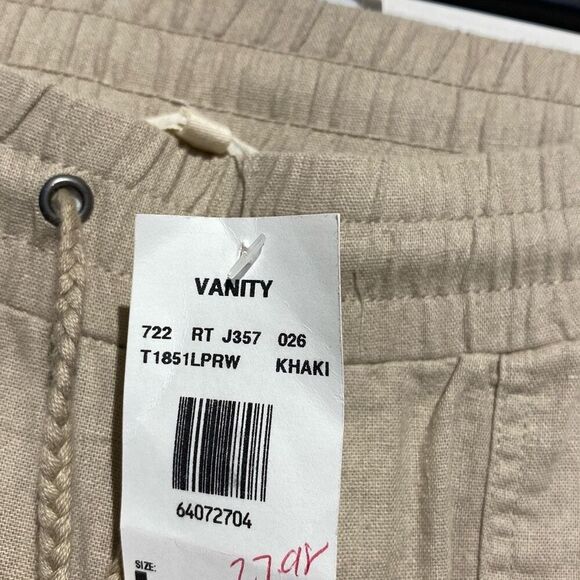 Jolt Women's Khaki Embroidered Tassel Drawstring Wide Leg Pants Size 1 NWT - Picture 7 of 9